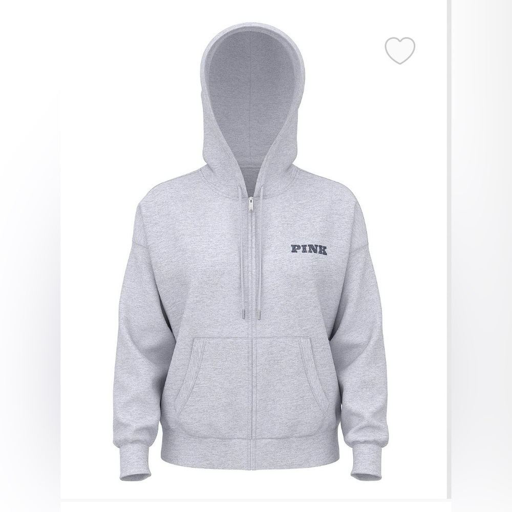 PINK Victoria's Secret Heather Gray Hoodie with Navy Accents
